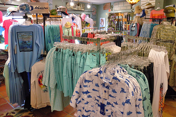 Men's shirts on a rack in the store